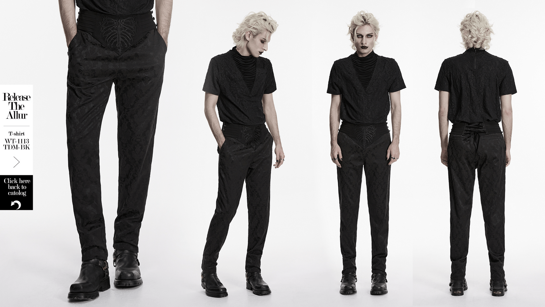 Men's Black Gothic Embroidered Jacquard Pants