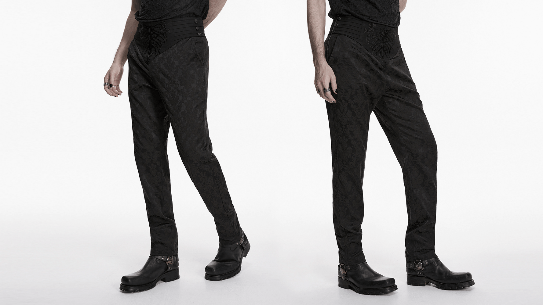 Men's Black Gothic Embroidered Jacquard Pants