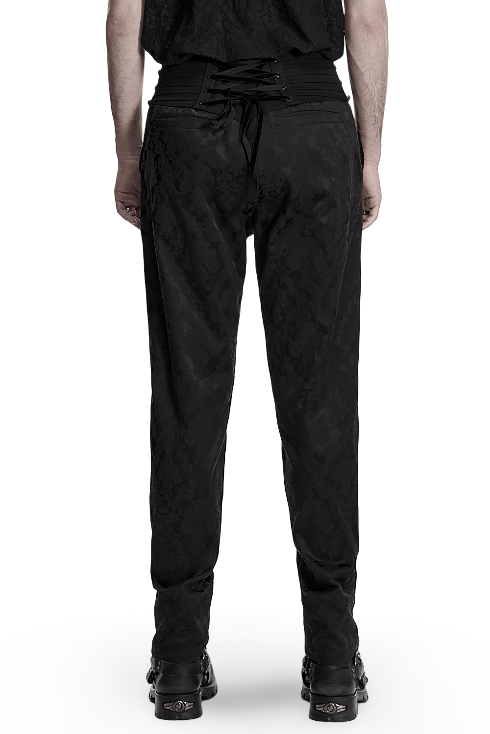 Men's Black Gothic Embroidered Jacquard Pants
