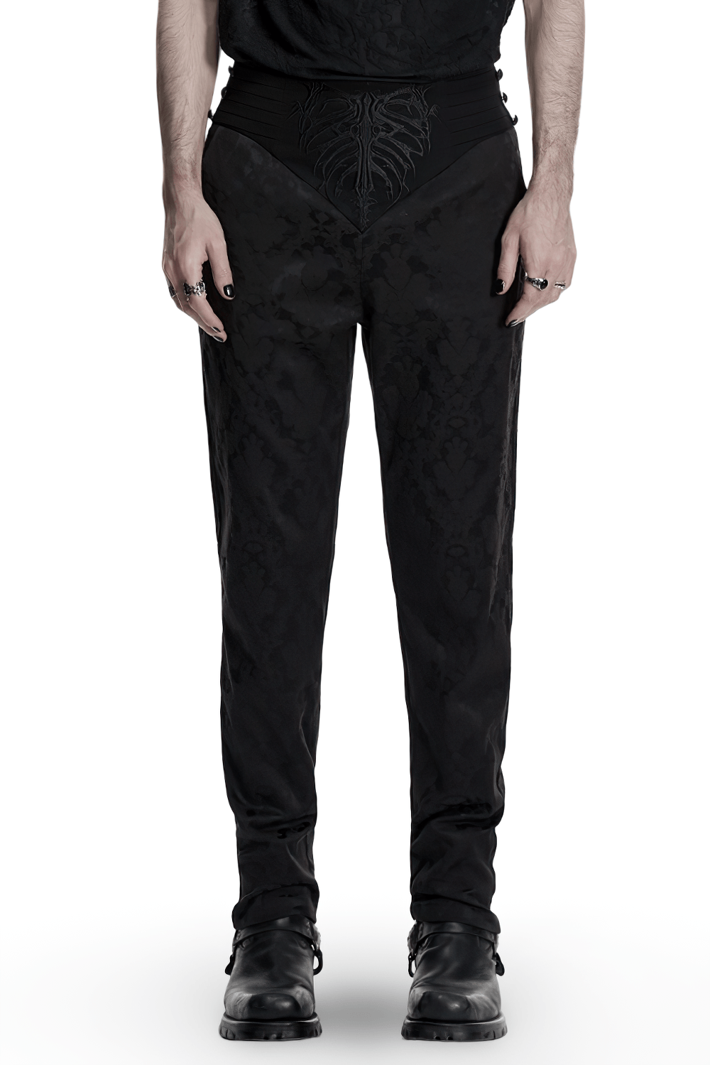 Men's Black Gothic Embroidered Jacquard Pants