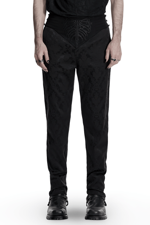 Men's Black Gothic Embroidered Jacquard Pants