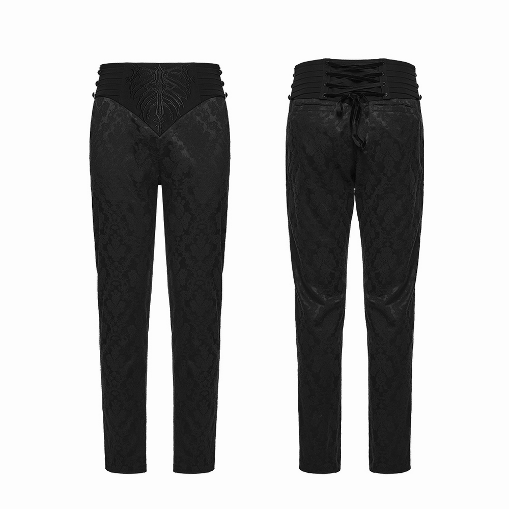 Men's Black Gothic Embroidered Jacquard Pants