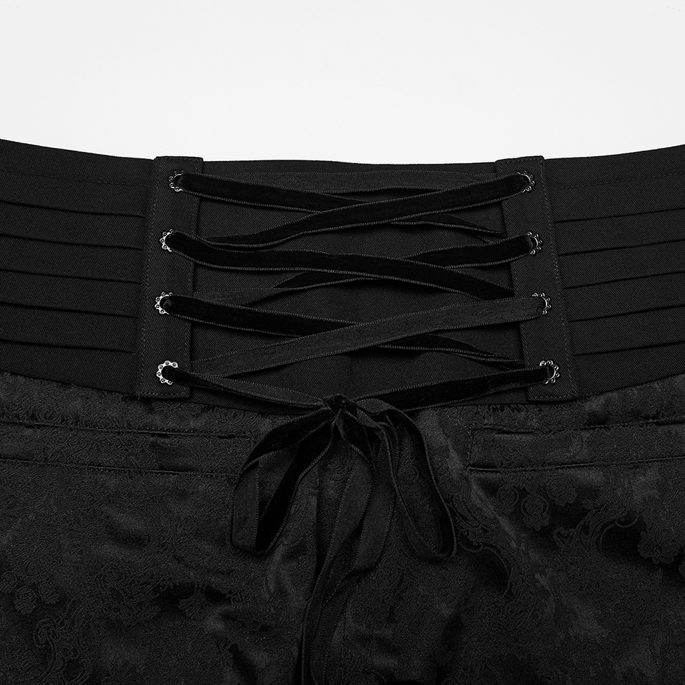 Men's Black Gothic Embroidered Jacquard Pants