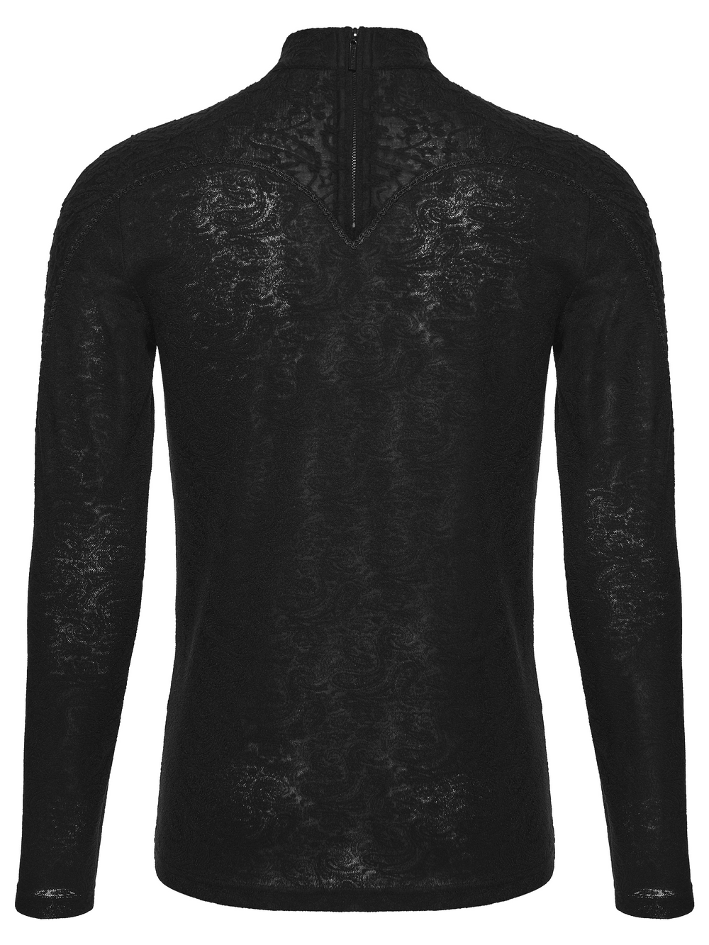 Men's Black Gothic Long-Sleeved Top with Lace Decal