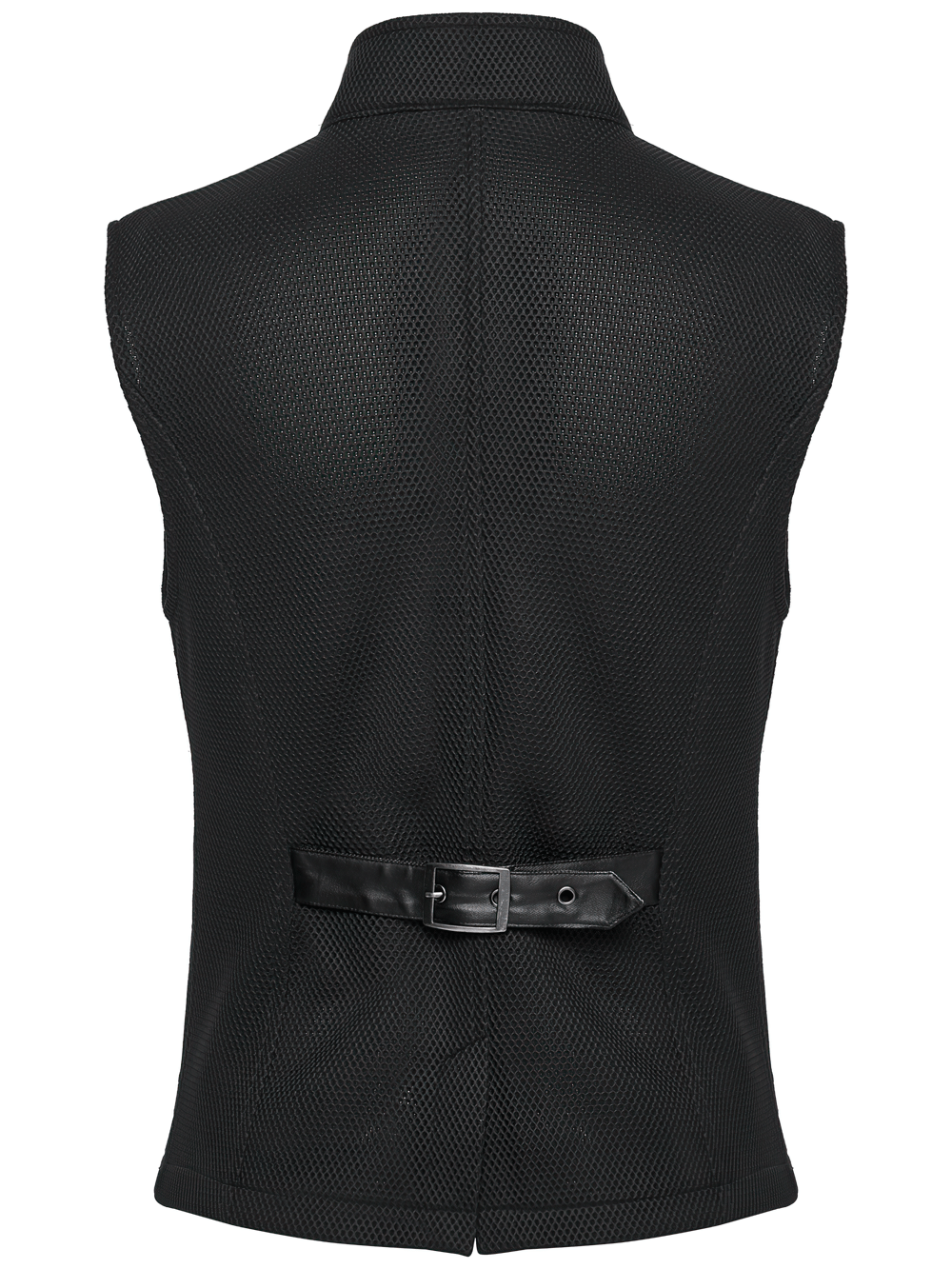 Men's Black Mesh Punk Vest with Buckle Straps