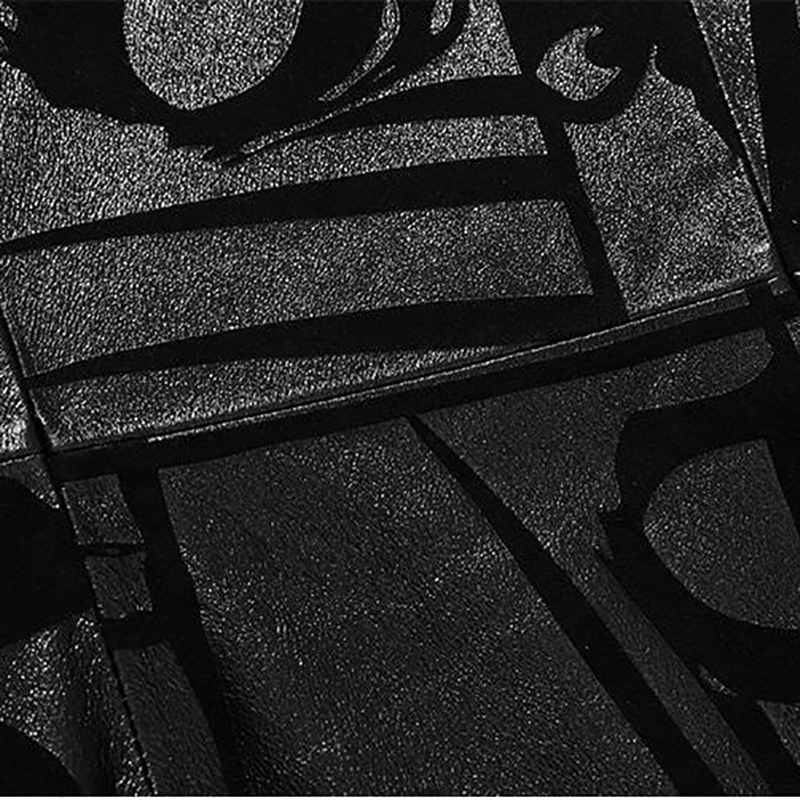 Men's Black Natural Leather trench coat with Print / Casual Autumn fitted outerwear of sheepskin - HARD'N'HEAVY