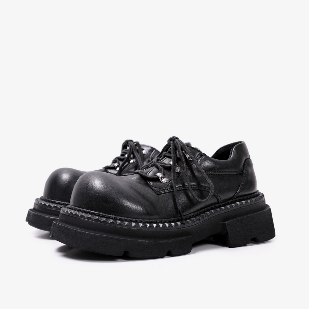 black platform dress shoes Men's Rounded Toe Chunky Derby complete with a block Size:UK4 Pumps pfseasonalall_p25 90s Trends Are Back!.
