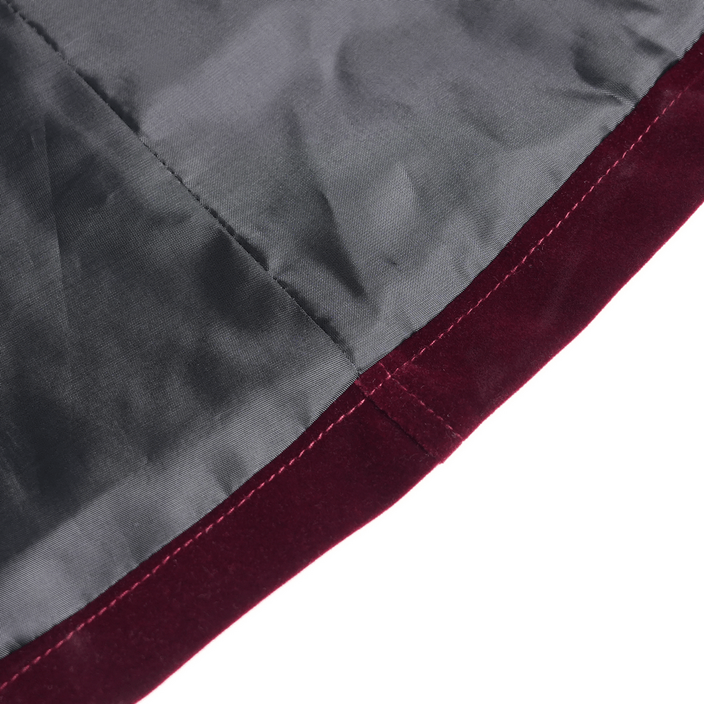 Close-up of the fabric detail of Men's Burgundy Gothic Velvet Tailcoat with Lace showing rich velvet texture.