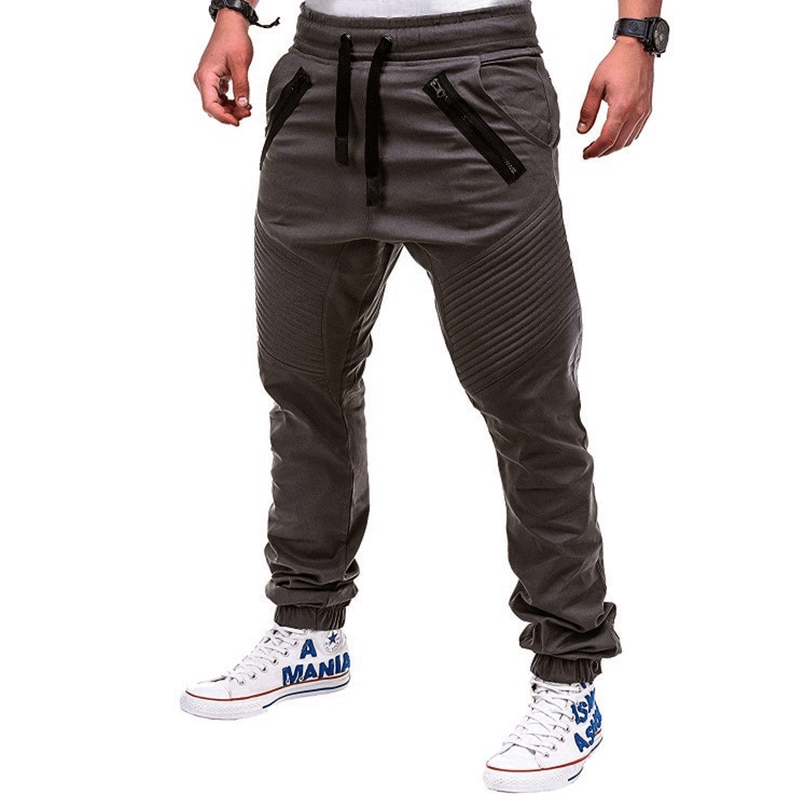 Men's casual joggers pants in dark grey with pockets, perfect for stylish comfort in various colors.