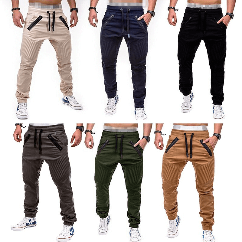 Men's casual joggers in six colors, featuring multi-pocket design and a stylish fit for versatile outfits.