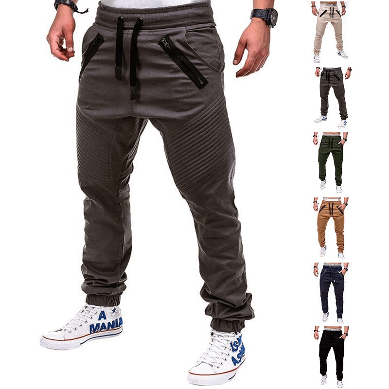 Stylish men's cargo joggers pants in grey with multiple pockets, available in various colors, perfect for casual outfits.