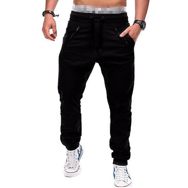 Men's black casual joggers pants with multiple pockets, perfect for a stylish and comfortable look.