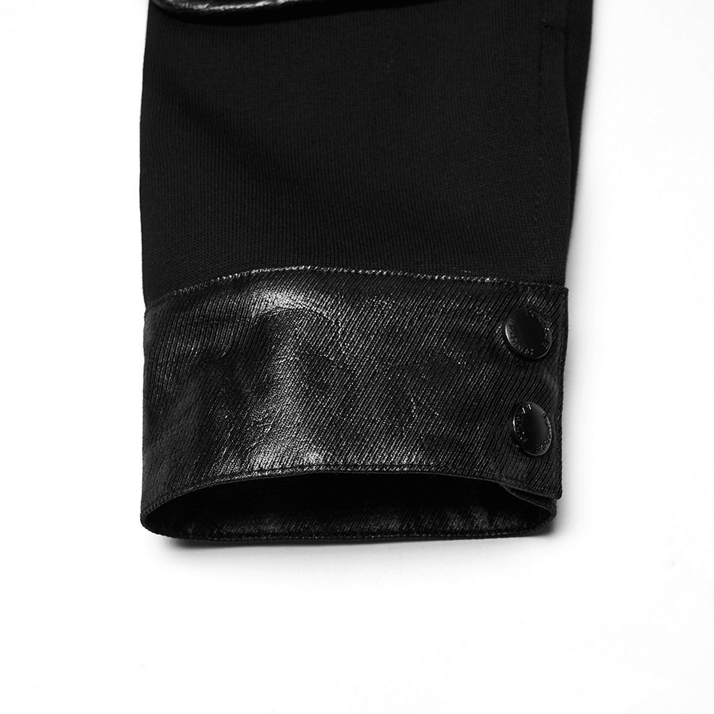 Men's Cyberpunk Fleece and Mesh Jacket with Panel Details textured cuff and button details for a bold look.