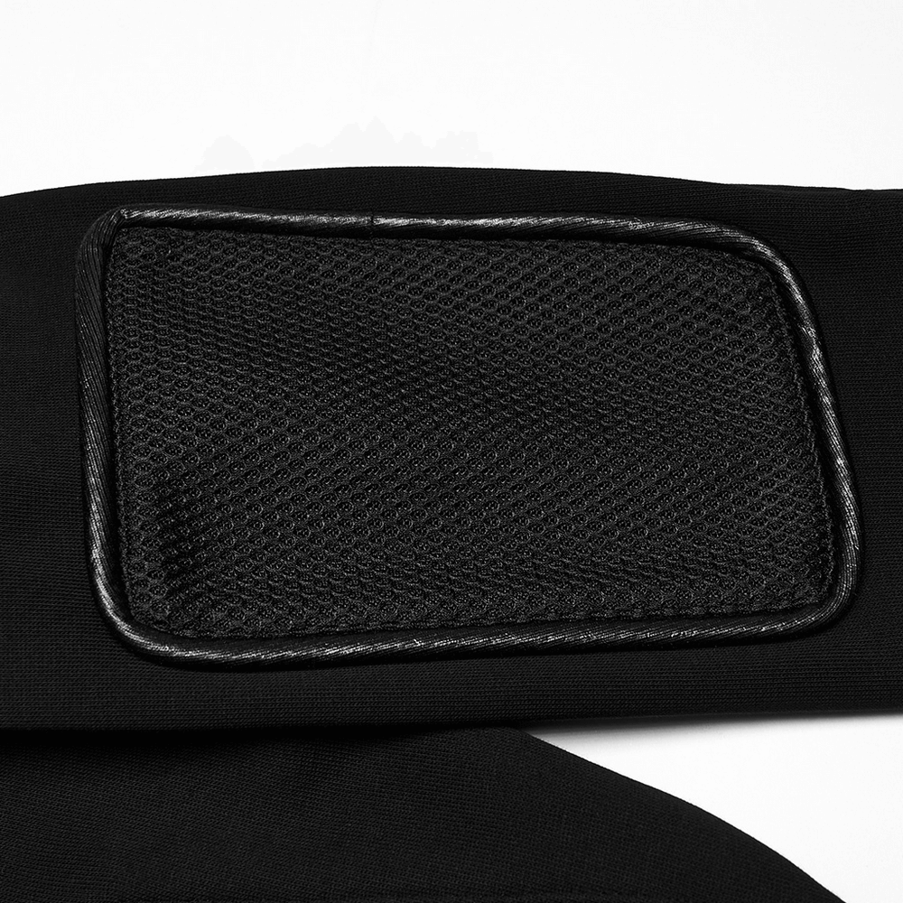 Close-up of the textured mesh panel on the Men's Cyberpunk Fleece and Mesh Jacket with Panel Details.