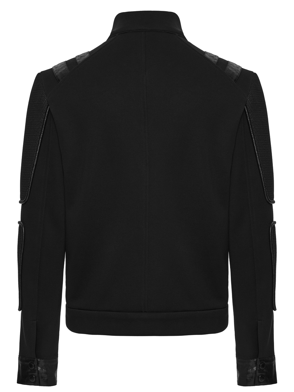Men's Cyberpunk Fleece and Mesh Jacket with Panel Details, showcasing the back view and sleek design elements.