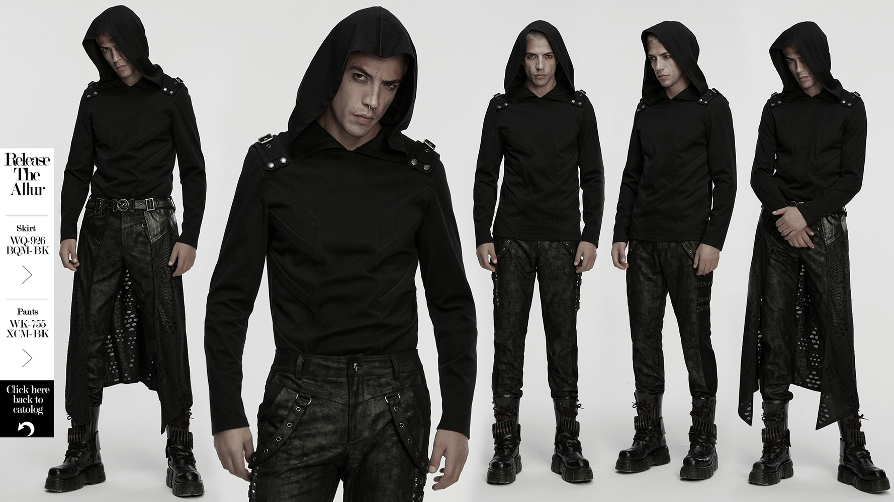 Men's Cyberpunk Hooded Top with 3D Panel Design styled for edgy streetwear look.