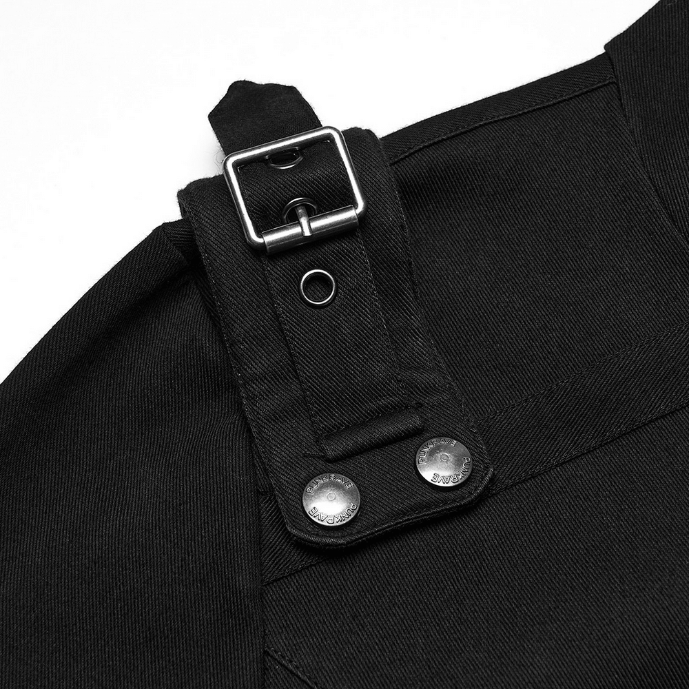 Men's Cyberpunk Hooded Top with 3D Panel Design close-up of shoulder strap detail