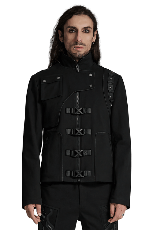 Veste Cyberpunk pour Homme avec Boucles et Détails de Rivets
