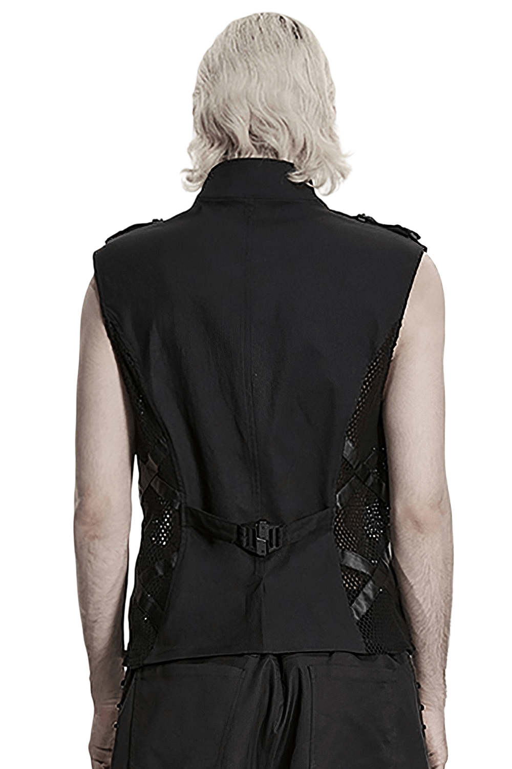 Men's Cyberpunk Tactical Mesh Utility Vest with Buckles