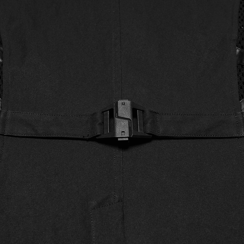 Men's Cyberpunk Tactical Mesh Utility Vest with Buckles