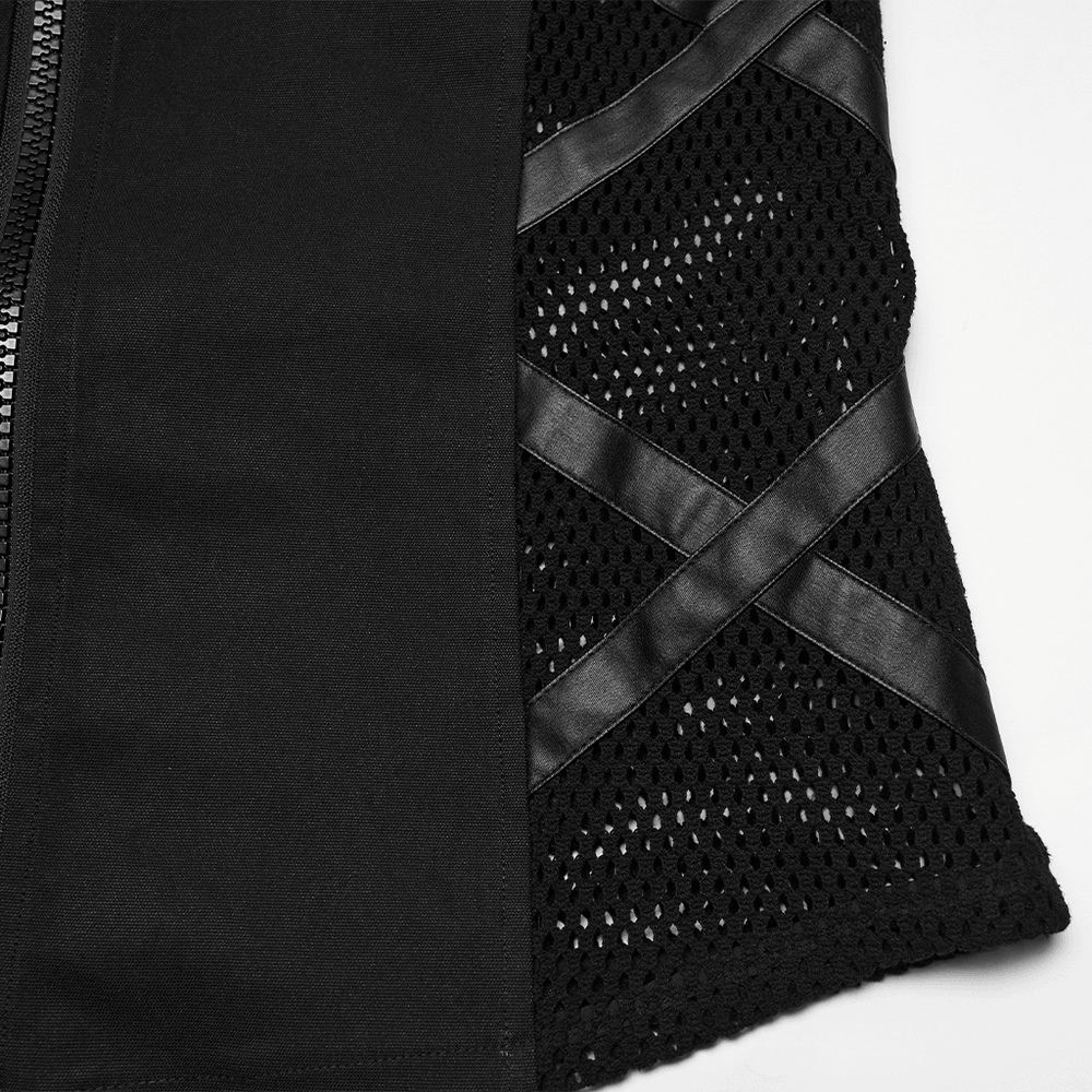Men's Cyberpunk Tactical Mesh Utility Vest with Buckles