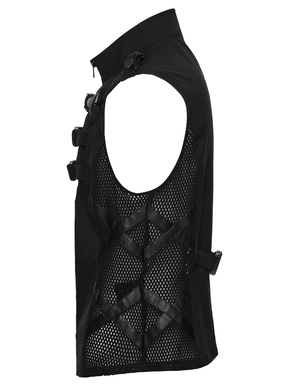 Men's Cyberpunk Tactical Mesh Utility Vest with Buckles