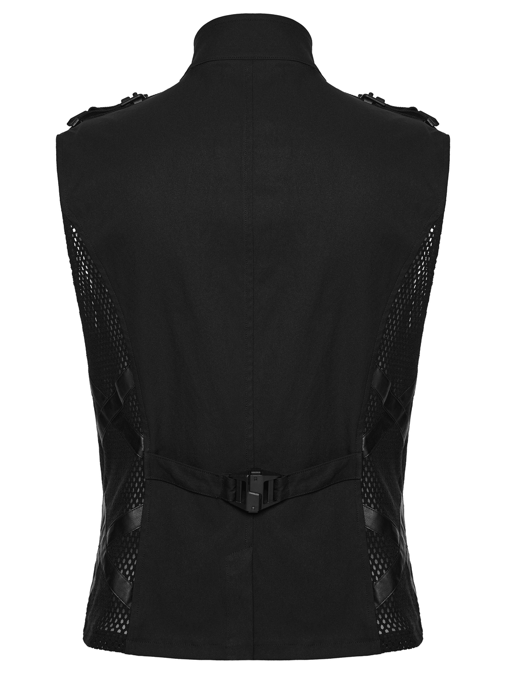 Men's Cyberpunk Tactical Mesh Utility Vest with Buckles