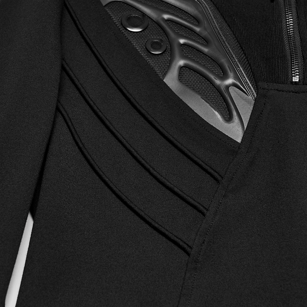 Langärmliges Herren-Oberteil im Gothic-Punk-Stil mit geometrischem Strickmuster
