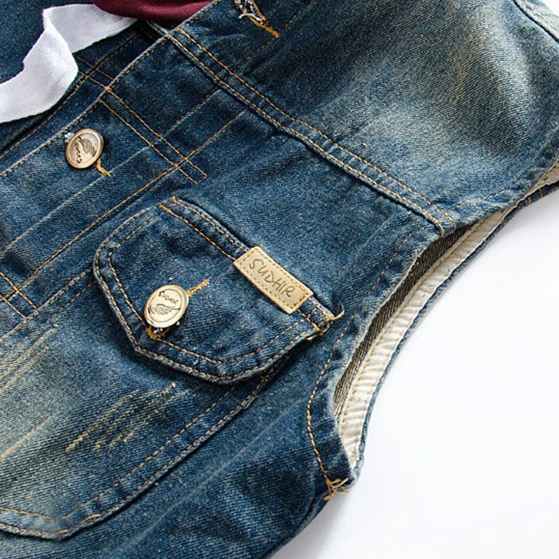 Men's detachable hooded denim vest / Male slim vintage dark blue Tank top Hoodies - HARD'N'HEAVY