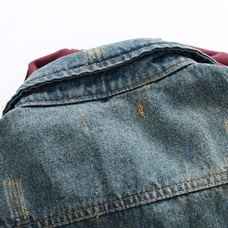 Men's detachable hooded denim vest / Male slim vintage dark blue Tank top Hoodies - HARD'N'HEAVY