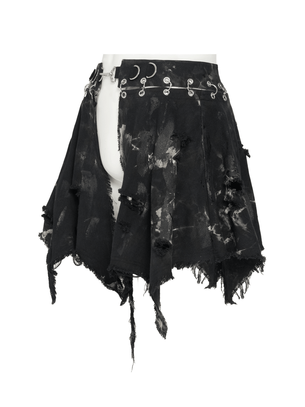Herrenrock im Punk-Stil mit asymmetrischem Saum und Used-Look