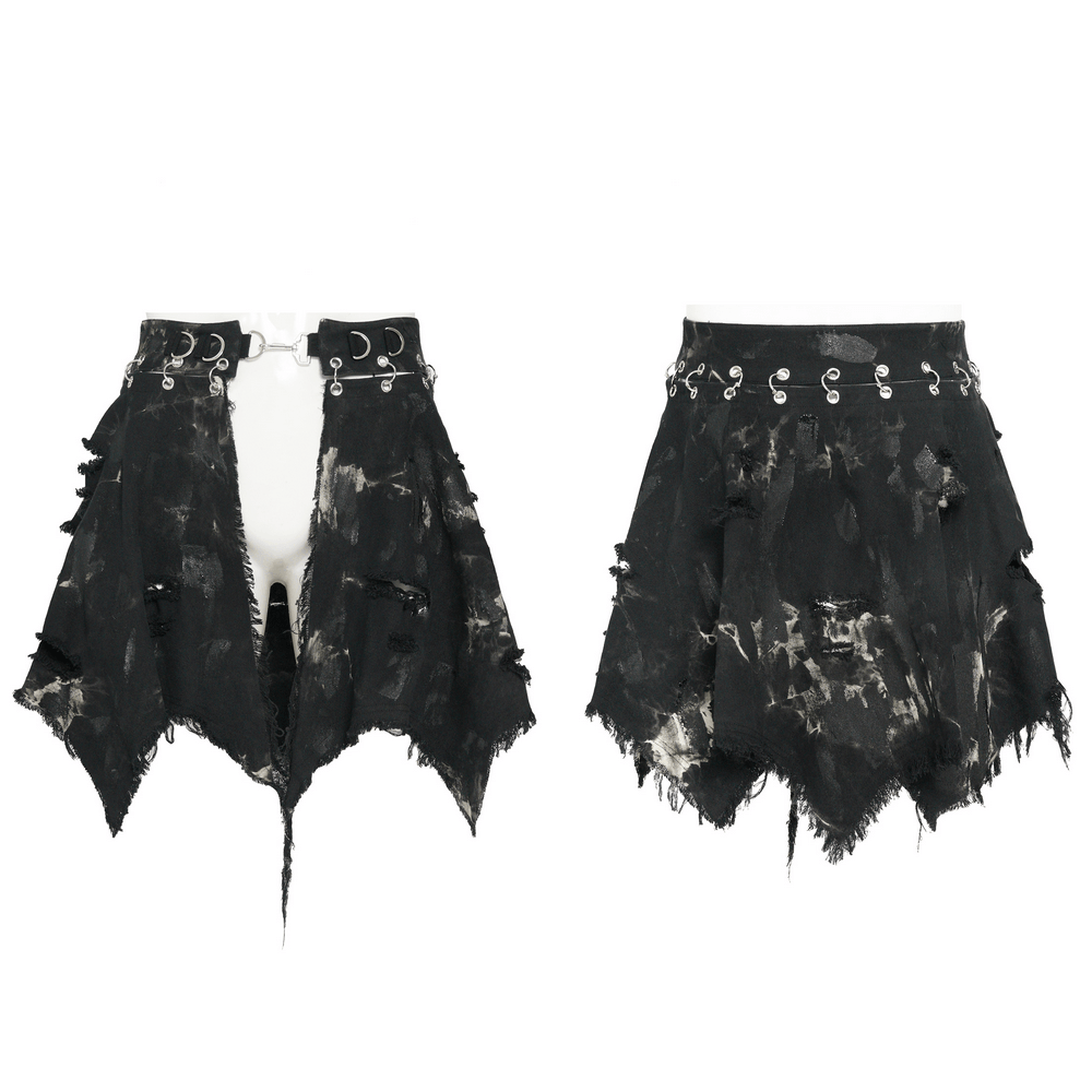 Herrenrock im Punk-Stil mit asymmetrischem Saum und Used-Look