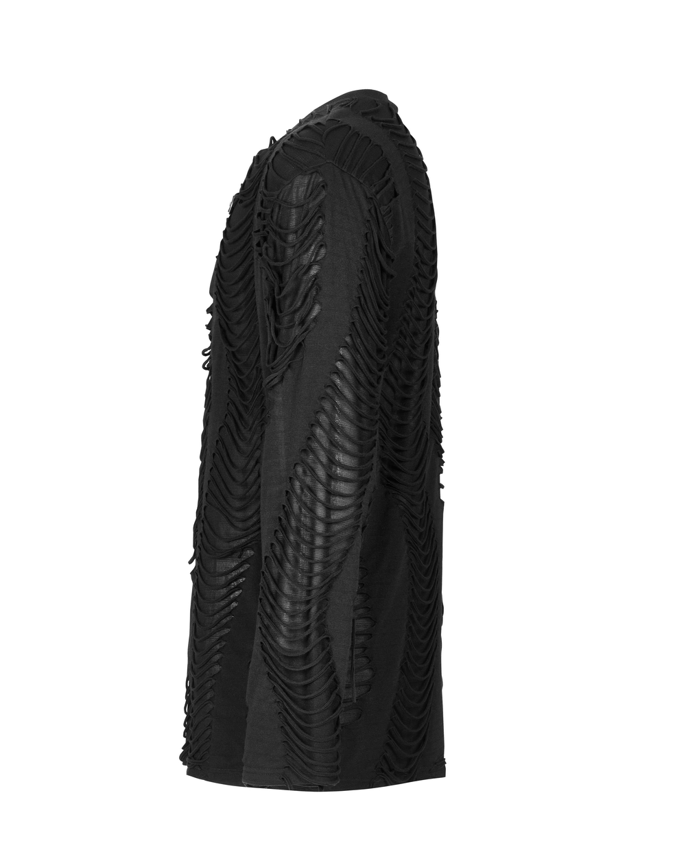 Men's gothic long sleeve sweatshirt with distressed ripped details for urban style.