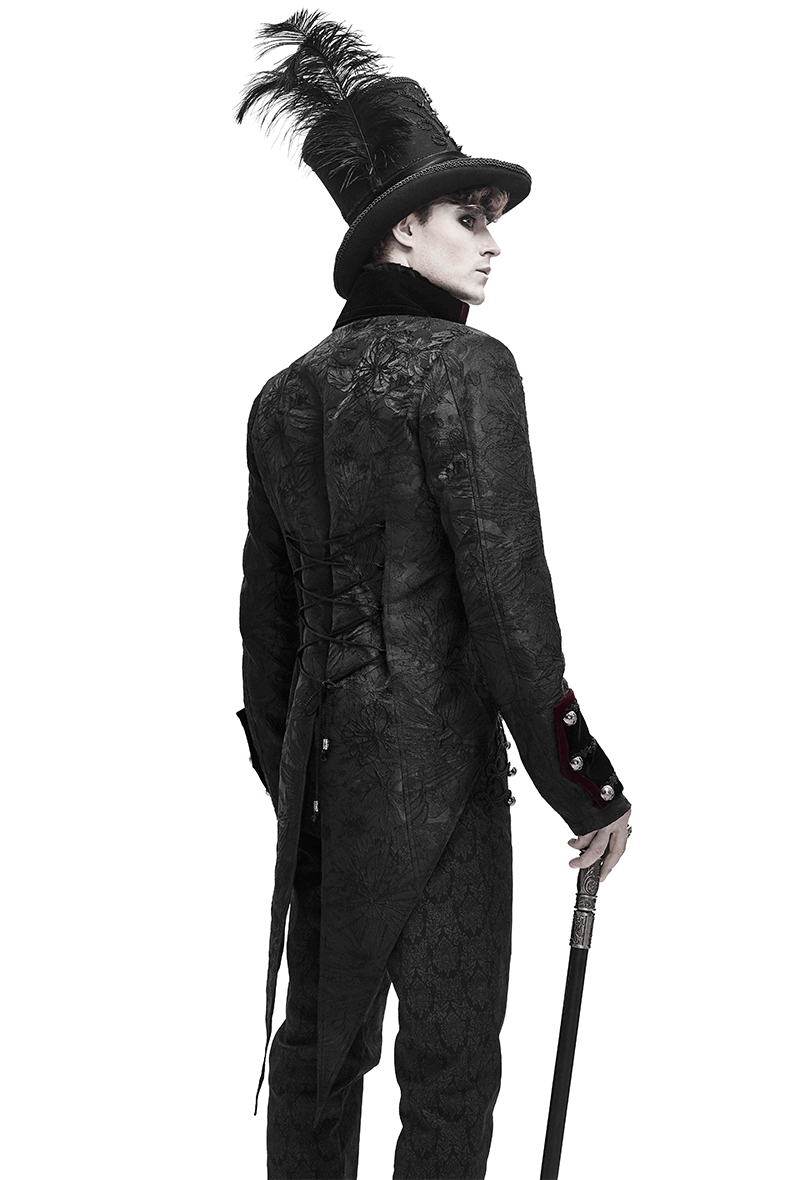 Men's Elegant Jacket with Brocade / Gothic Zipper Jacket with Lacing on the Back - HARD'N'HEAVY