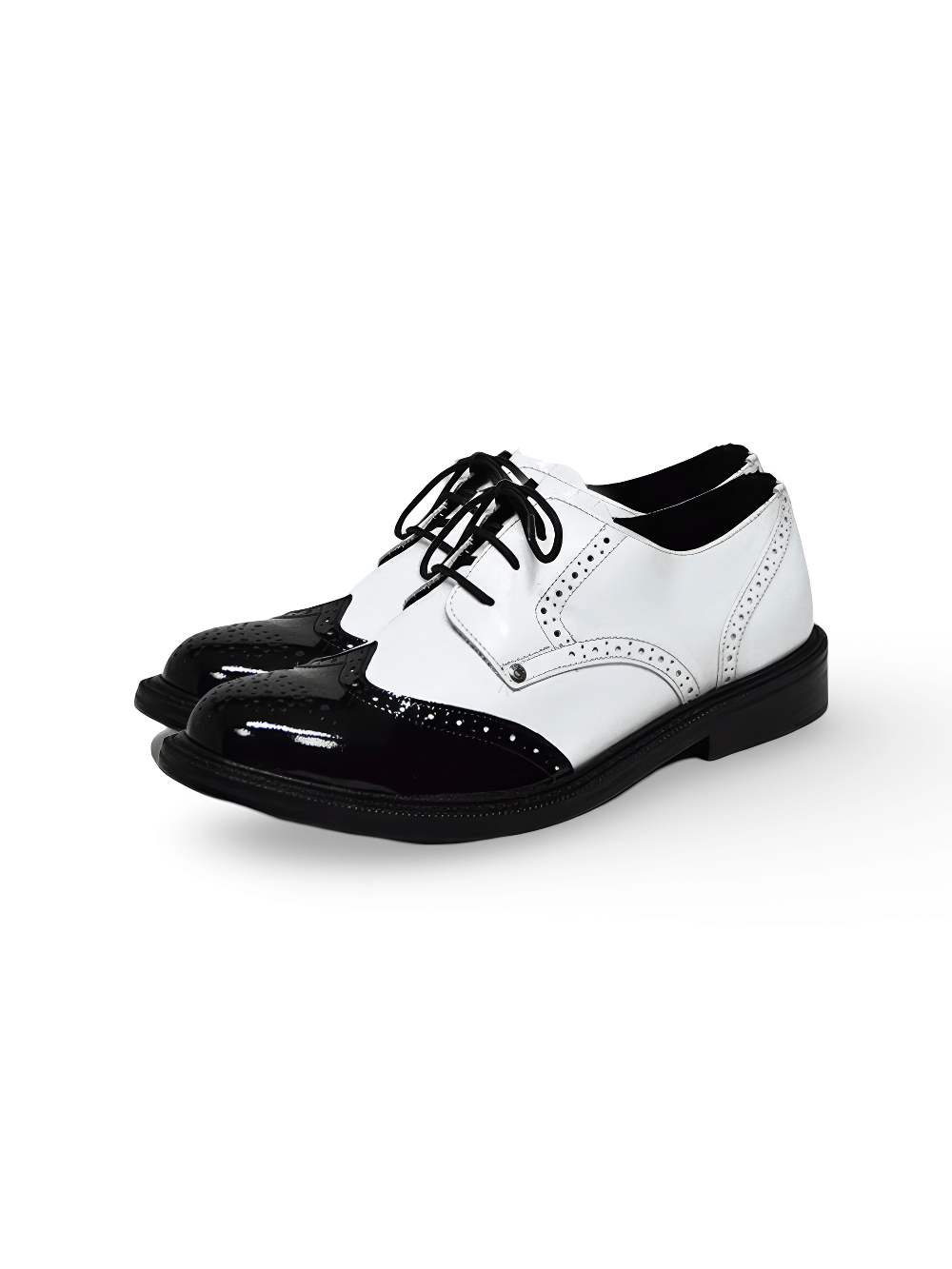 Men's Elegant White and Black Derby Shoes with Round Toe