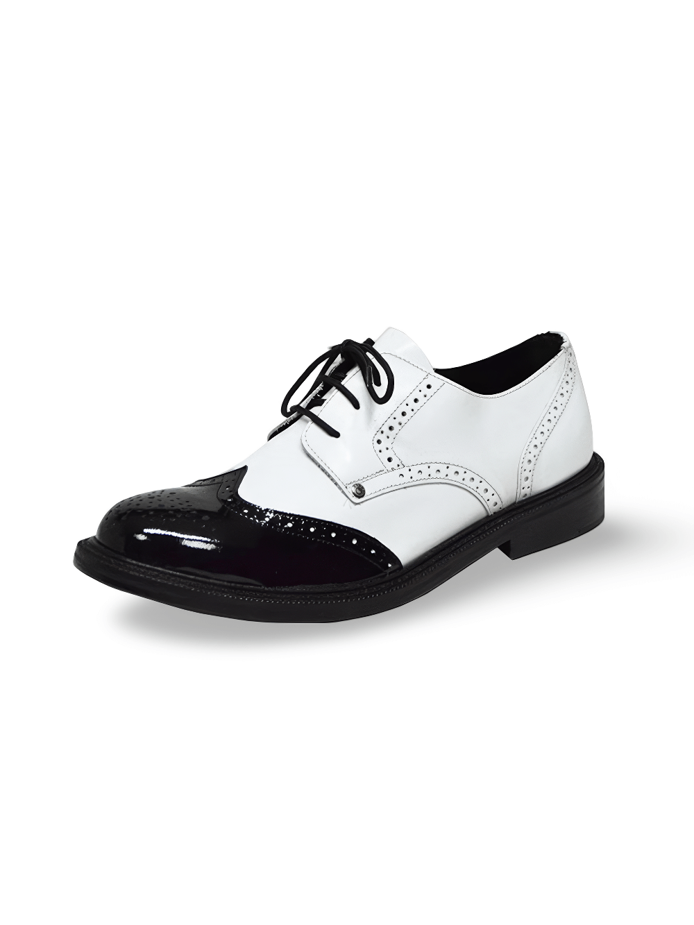 Chaussures Derby élégantes blanches et noires pour hommes à bout rond