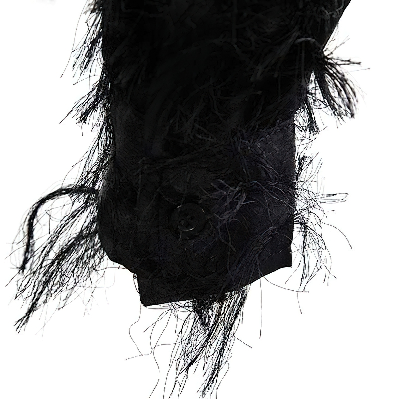 Men's Feather Lace Shirt / Casual Long Sleeve Shirts / Fashion Male Slim Fit Clothing - HARD'N'HEAVY