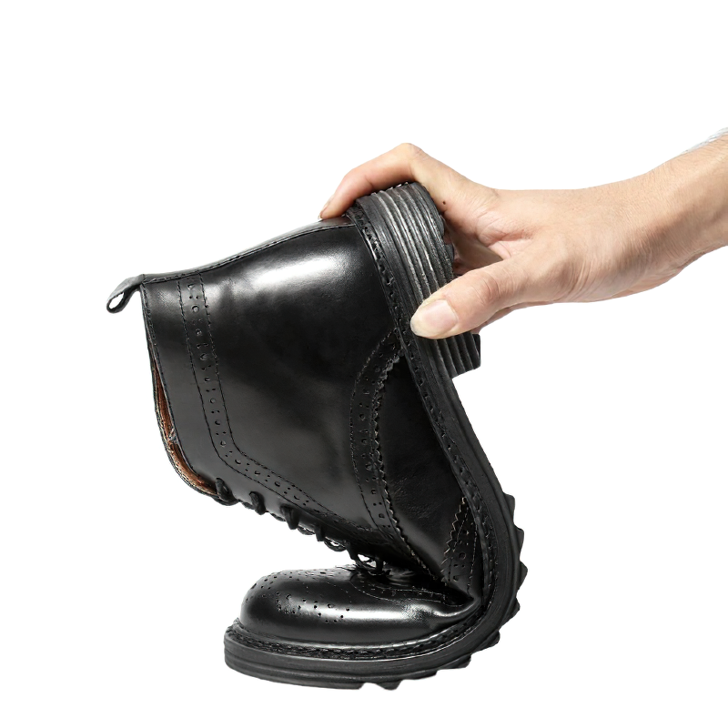 Men's Genuine Leather Round Toe Lace Up Brogue Shoes / Casual Boots - HARD'N'HEAVY