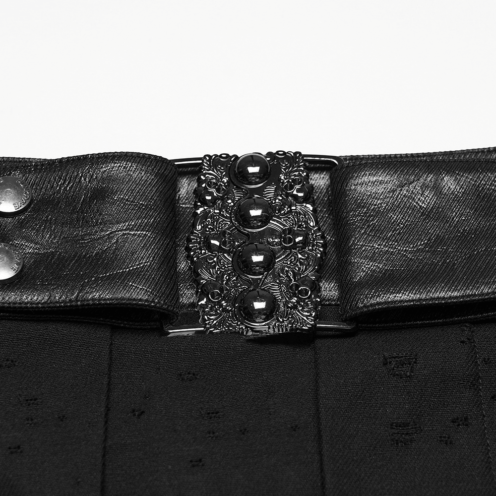 Men's Gothic Asymmetrical Punk Skirt with Belt featuring a studded metal waistband detail.