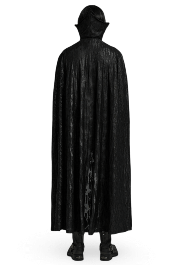 Men's Gothic Bat Collar Cape with Lace Detail
