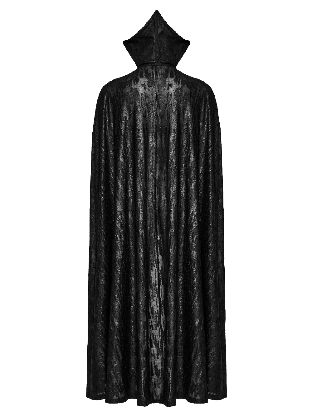 Men's Gothic Bat Collar Cape showcasing an eerie, elegant design in distressed textured fabric with lace details.