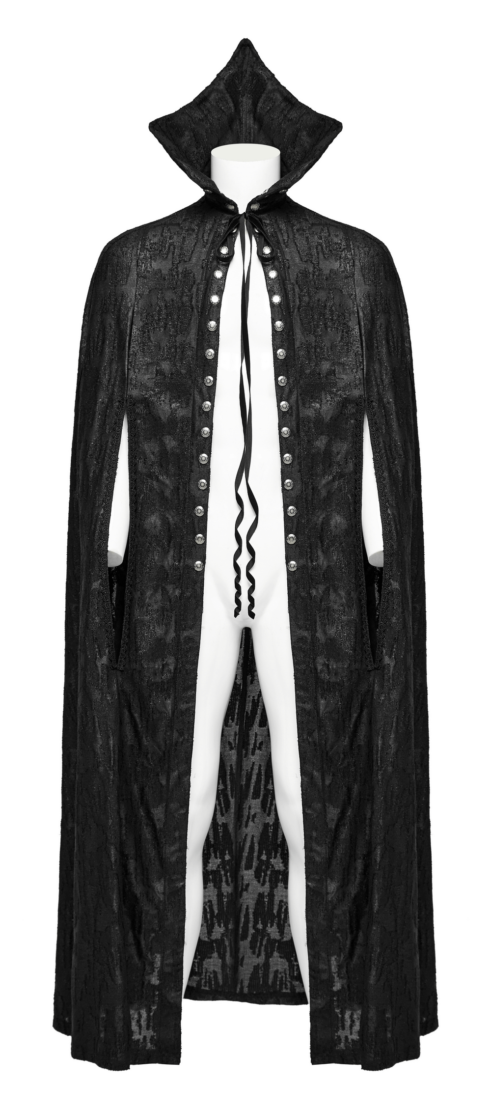 Men's Gothic Bat Collar Cape with Lace Detail