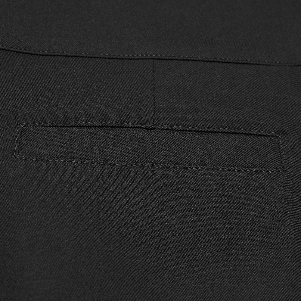 Men's Gothic Batwing Pleated Tapered Black Trousers with sculptural pleats and sleek black woven finish