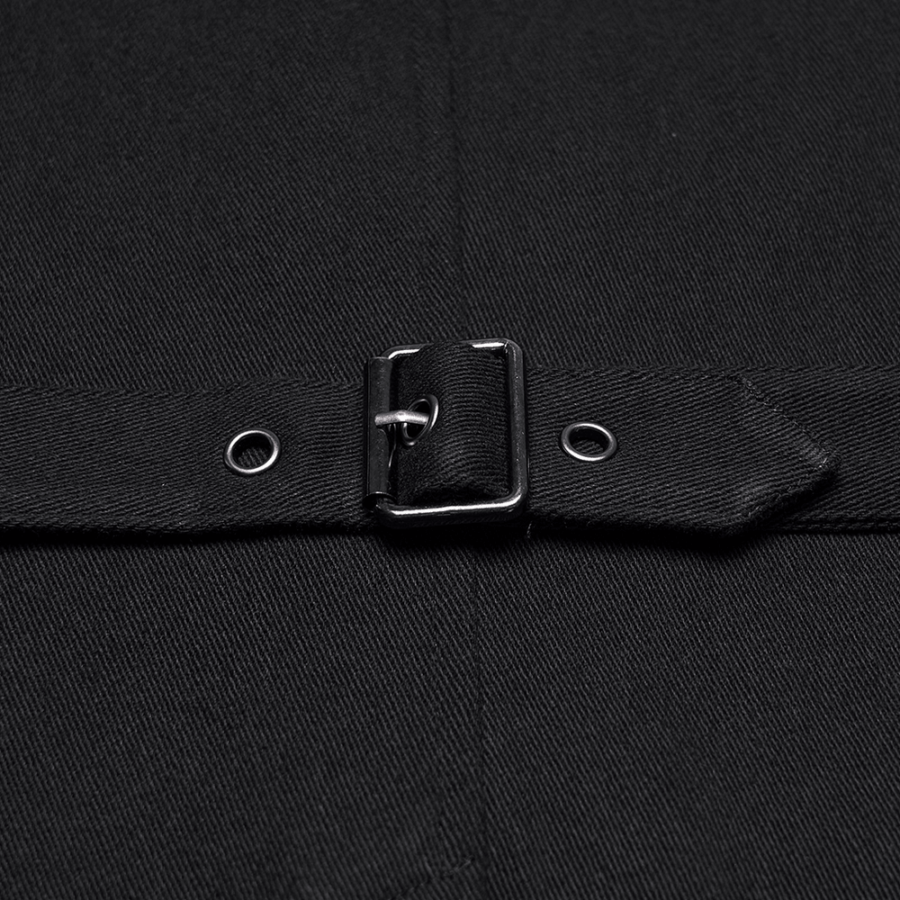 Men's Gothic Buckle Strap Open Front Black Vest