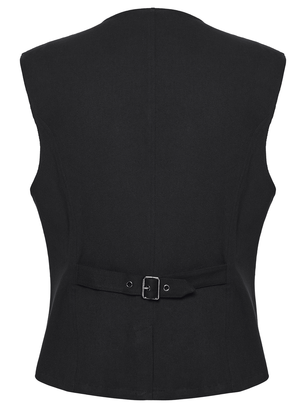 Men's Gothic Buckle Strap Open Front Black Vest