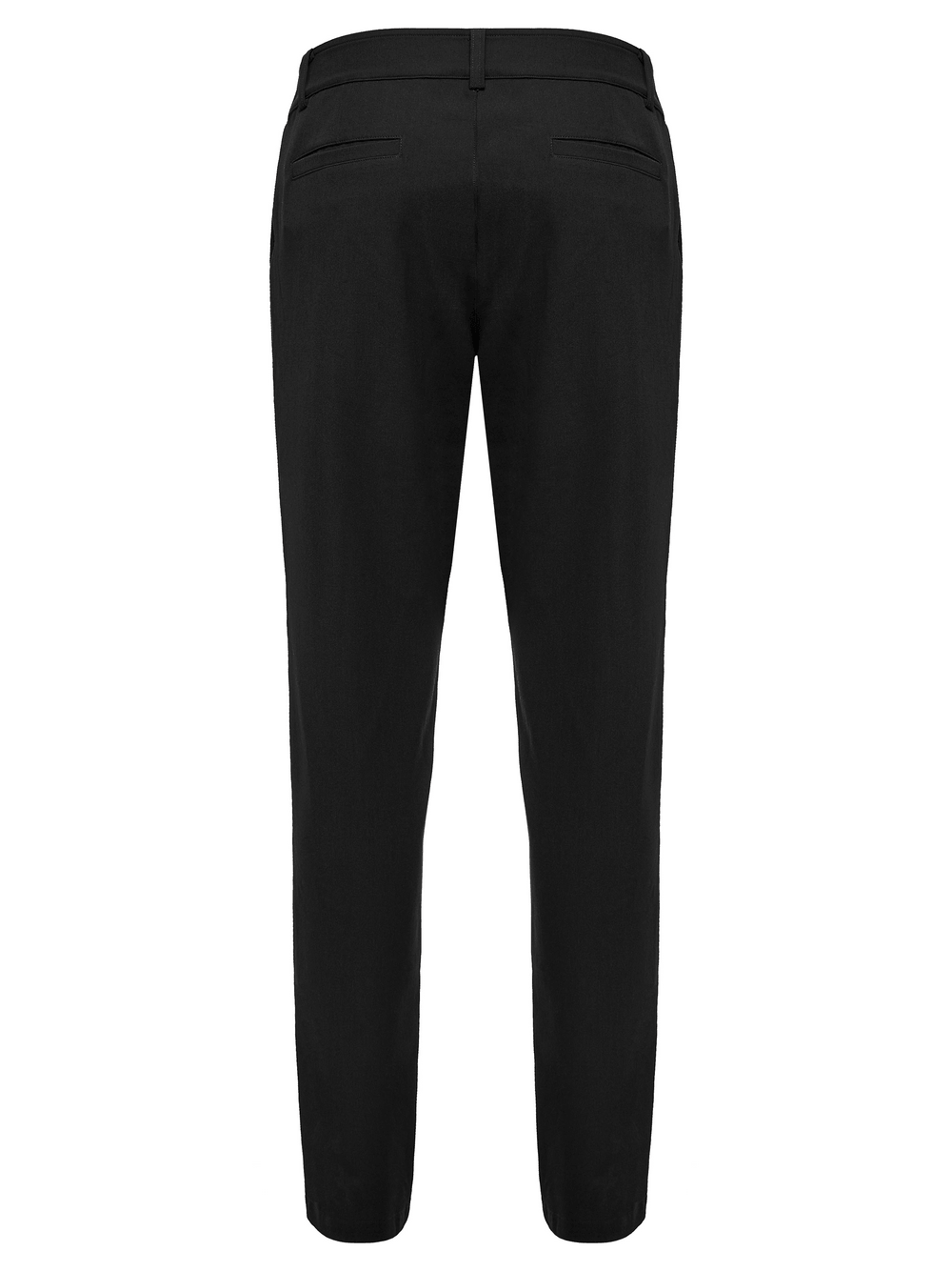 Men's Gothic Embossed Trim Tailored Black Trousers back view showcasing sleek design and tailored fit.