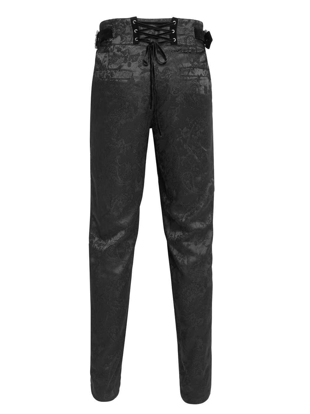 Pantalon gothique brodé pour homme avec laçage et fermeture éclair à l'avant