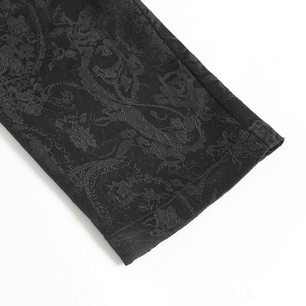 Pantalon gothique brodé pour homme avec laçage et fermeture éclair à l'avant