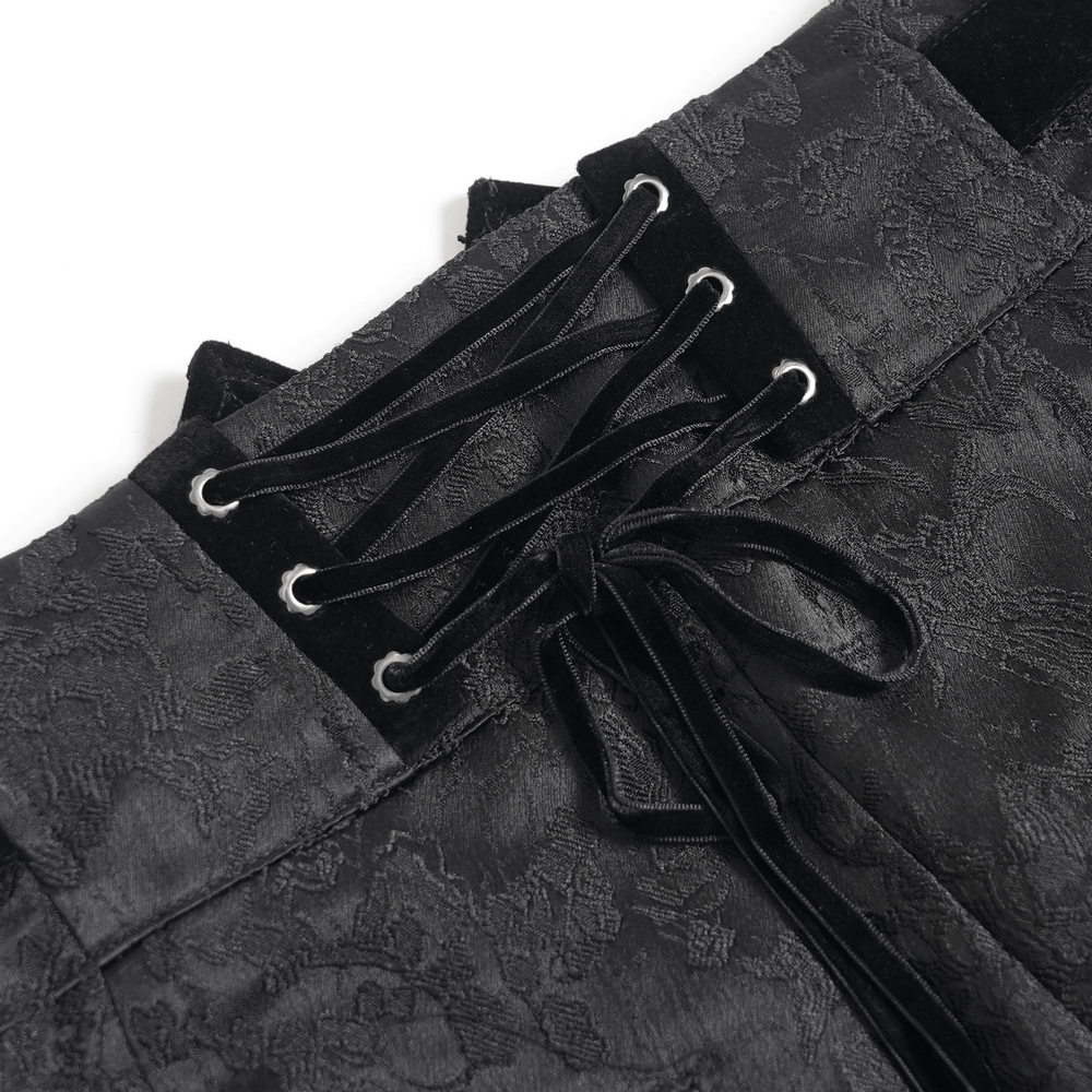 Pantalon gothique brodé pour homme avec laçage et fermeture éclair à l'avant