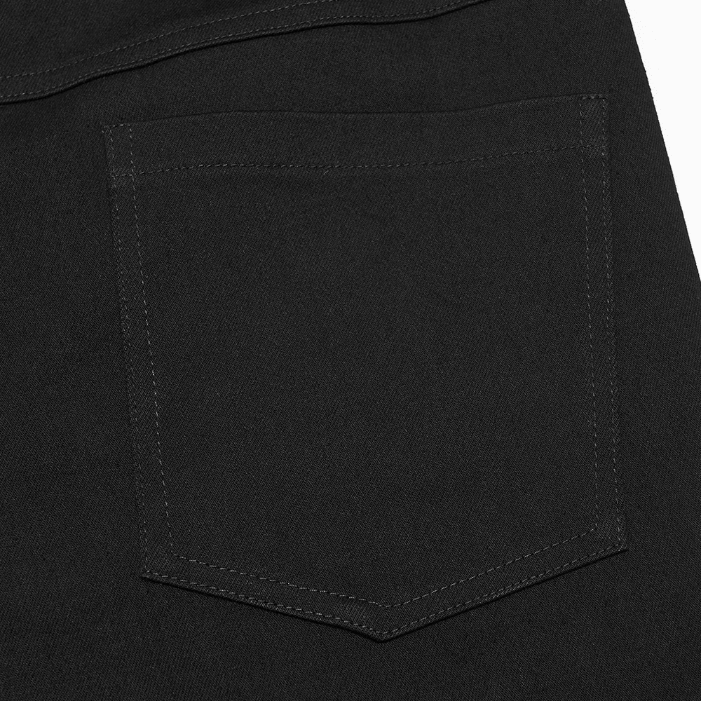 Men's Gothic High Waist Trousers with Snap Buttons black stretch denim back pocket